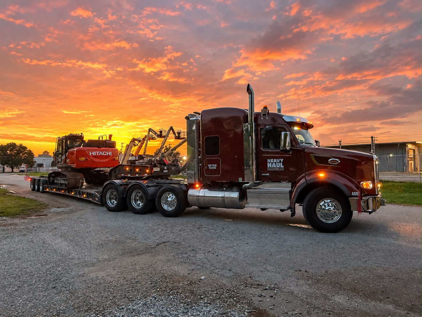 An HHS multi-axle rig hauling a transformer on a permitted route