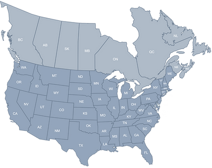 Heavy Haul Solutions OTR trucking coverage map showing routes across the US and Canada